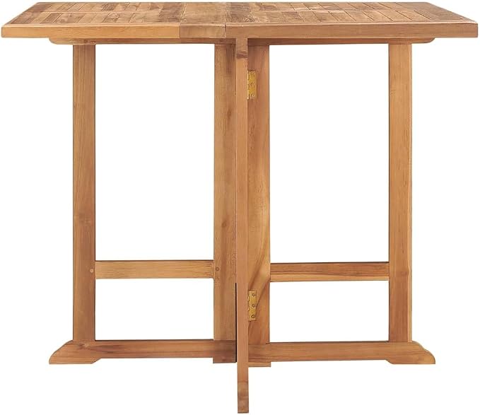 Folding Garden Dining Table Teak Brown Solid Wood Foldable Outdoor Furniture for Patio Balcony Table Garden 35.4 in x 35.4 in Seats 4