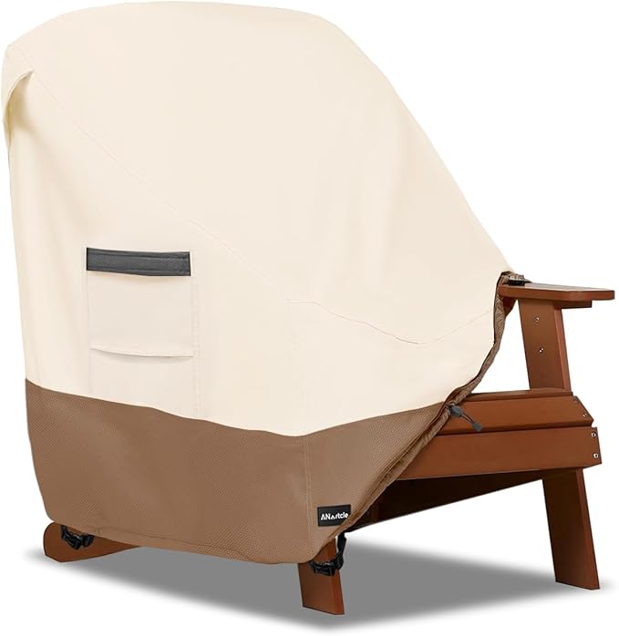 ANartcle Patio Adirondack Chair Cover 2 Pack,600D Waterproof Heavy Duty Outdoor Chair Covers,Adirondack Chair Covers(30W x 34D x 36H inches),Patio Furniture Covers,Beige&Brown