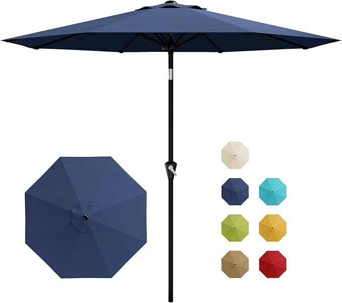 Garvee 9FT Patio Umbrella - Outdoor Table Umbrella with Smooth Crank Lift, Push Button Tilt and 8 Sturdy Ribs - Market Umbrella UV Protection Waterproof for Pool, Deck, Yard, Garden