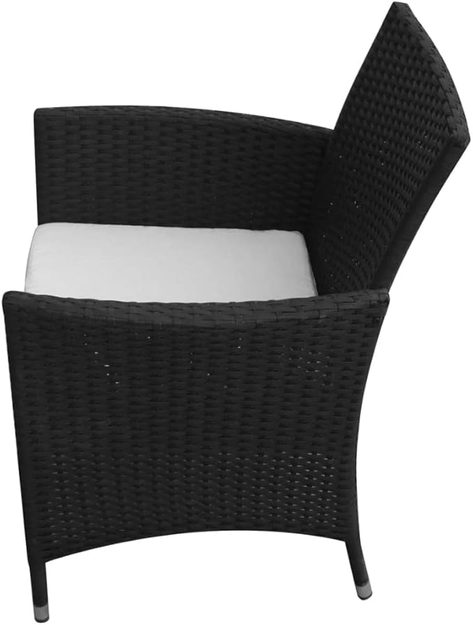 Patio Dining Set with Cushions,Patio Lounge Set,Outdoor Patio Furniture,Conversation Furniture,Patio Furniture Sets,for Terrace,Garden,Backyard,5 Piece Poly Rattan Black
