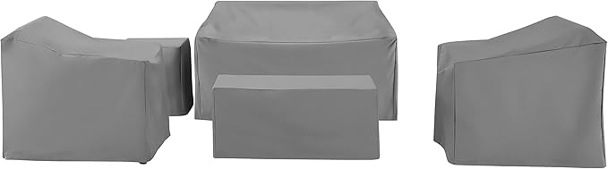 Crosley Furniture Patio Furniture Covers, Waterproof 5-Piece Cover Set for Outdoor Loveseat, Chairs, Tables, Gray