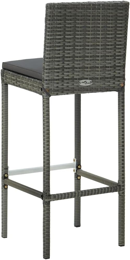 3 Piece Patio Bar Set with Cushions,Garden Table and Chairs Sets,Garden Conversation Sets, Outdoor Patio Furniture,for Patio,Backyard,Garden,Poly Rattan Gray