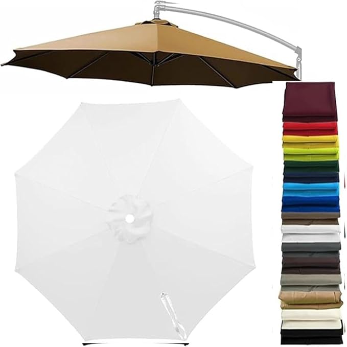 Patio Cantilever Umbrella Replacement Canopy Round 8ft/10ft 8Ribs,Replacement Parasol Canopy Cover with Fade Resistant for Market Table Backyard Garden