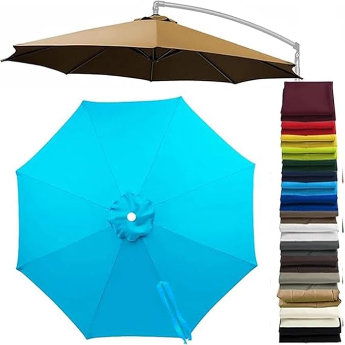 Patio Cantilever Umbrella Replacement Canopy Round 8ft/10ft 8Ribs,Replacement Parasol Canopy Cover with Fade Resistant for Market Table Backyard Garden