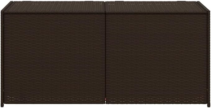 74.8 Gal Outdoor Storage Box, Patio Rattan Deck Box, Wicker Storage Bin Deck Box, Poly Rattan Patio Storage Chest with Hinged Lid for Cushions, Pillows, 47.2"x19.7"x22" Brown