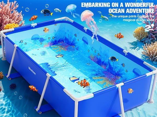 Above Ground Pool,2026 Frame Deep Swimming Pool with Pool Lights,Rectangle Family Pool,Above Ground Pool Easy Set,7ftx48inx24in Outdoor Pool,Backyard Pool for Kids,Adults,Pump Not Included