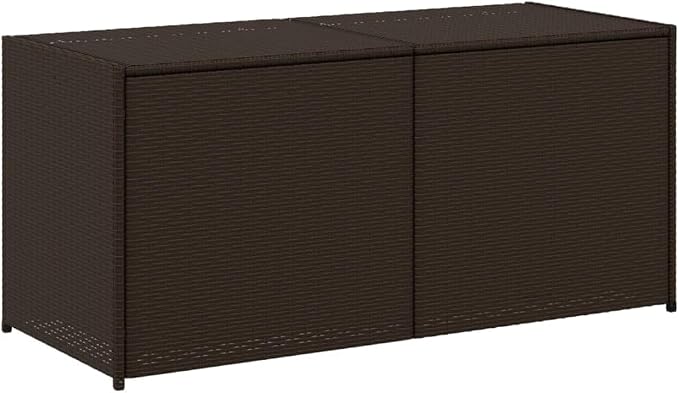 Large Garden Storage Box 74.8 Gal Outdoor Patio Furniture with Removable Bag, Brown PE Rattan & Steel Frame for Cushions, Pillows, Blankets, Easy Open Lid, Durable Weather-Resistant Design