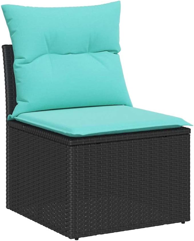 Garden Sofa Set 8 STK. Black Poly Rattan Outdoor Furniture Set with Patio Conversation Sets for Garden Seating and Outdoor Living Space