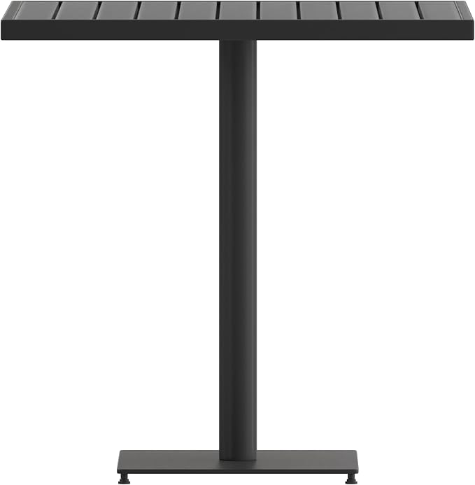 BizChair Commercial Outdoor Patio Bistro Dining Table - Faux Gray Wash Teak Poly Slats - 30" Square