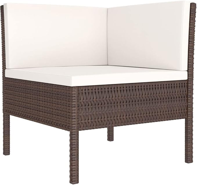 Patio Lounge Set with Cushions,Patio Furniture Sets,Patio Conversation Sets,Outdoor Furniture Sets,for Garden,Backyard,Outdoor,6 Piece Poly Rattan Brown