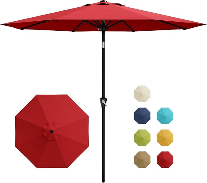 Garvee 10FT Patio Umbrella - Outdoor Table Umbrella with Smooth Crank Lift, Push Button Tilt and 8 Sturdy Ribs - Market Umbrella UV Protection Waterproof for Pool, Deck, Yard, Garden