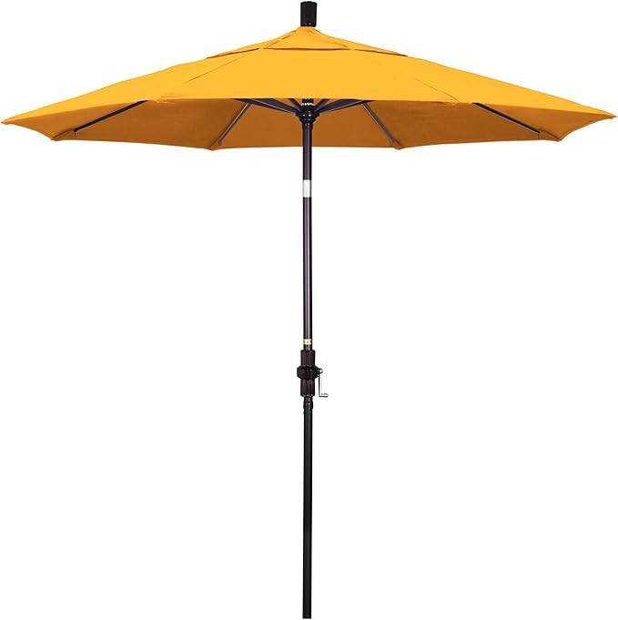 California Umbrella 7.5' Rd. Aluminum Patio Umbrella, Crank Lift, Collar Tilt, Bronze Pole