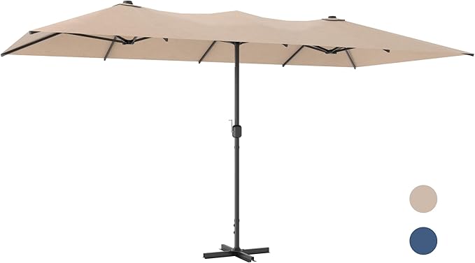 ALAULM 14FT Waterproof Patio Umbrella Outdoor Reversible Rectangular Large Market Umbrella