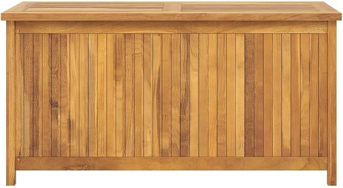 Teak Wood Patio Box with Easy Open Lid, 44.9x19.7x22.8 Inch Solid Wood Storage Chest for Garden Tools and Cushions, Includes PE Bag