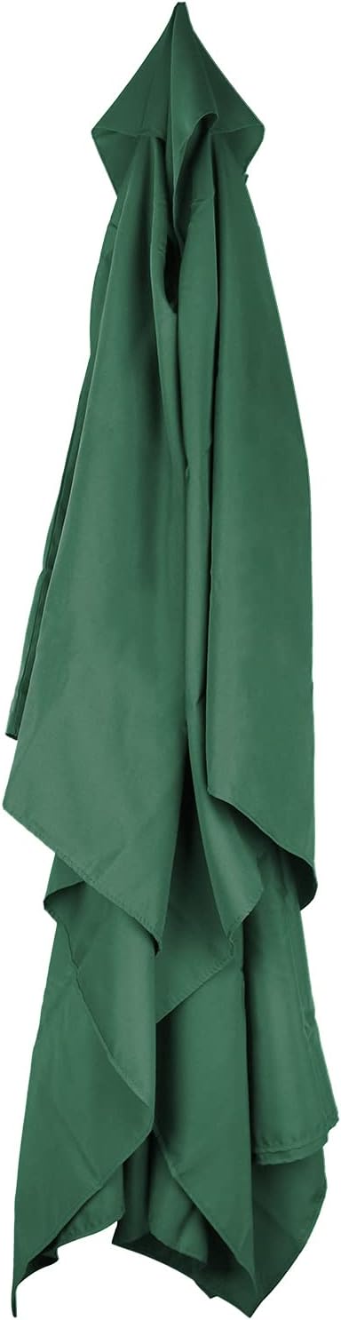 Rectangular Umbrella Canopy Replacement 6 Ribs, Fade Resistant Replacement Umbrella Canopy, Heavy Duty Polyester Fabric Outdoor Shade Canopy Cover for Market Table Cantilever Parasol Top Cover(Green)