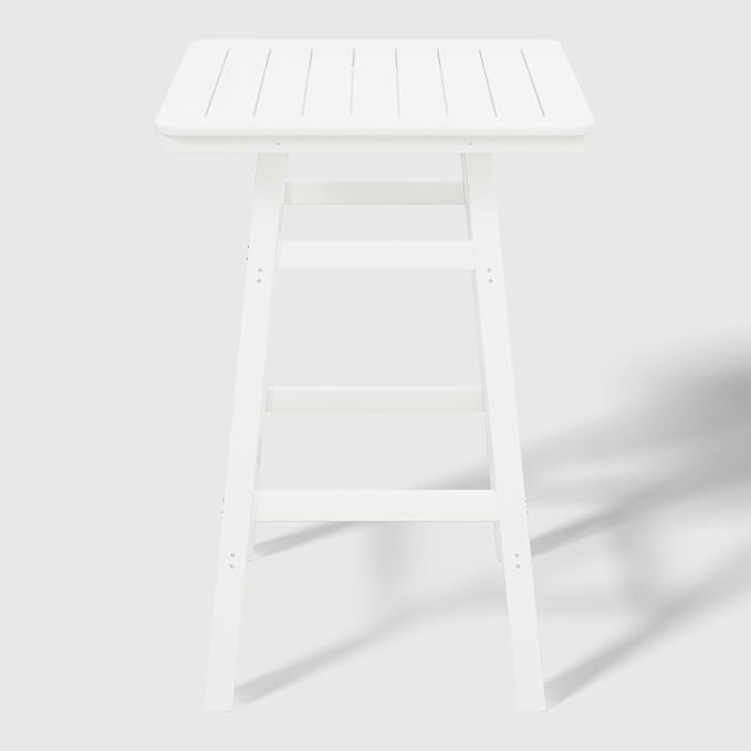 WestinTrends Malibu Square Outdoor Patio Bistro Bar Table with Umbrella Hole 42" Tall, White