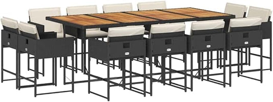 13-Piece Garden Dining Set Black Cream White Outdoor Furniture Set Elegant Practical for Indoor Outdoor Events