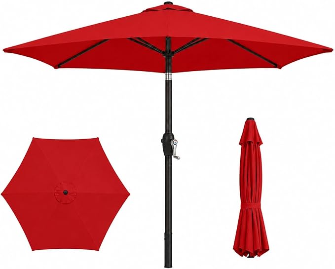 7.5ft Patio Umbrella, Outdoor Table Market Umbrella with Smooth Crank Lift, 6 Windproof Fiberglass Ribs, UPF50+ UV Protection for Deck, Pool, Garden and Backyard
