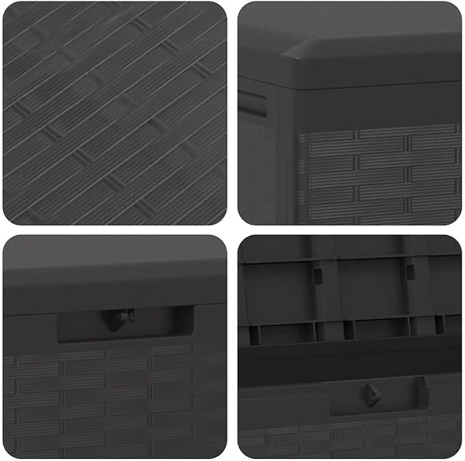Patio Storage Box Anthracite Polypropylene 44.9"x18.5"x23.6" Weather Resistant Lockable Outdoor Deck Cushion and Blanket Organizer with Lid for Garden Backyard