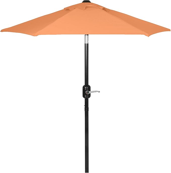 6 Ft Outdoor Patio Umbrella, Easy Open/Close Crank and Push Button Tilt Adjustment - Light Terracotta Market Umbrellas