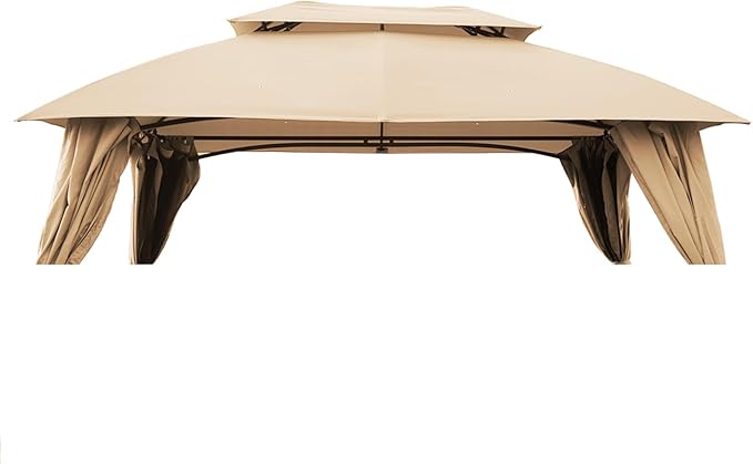 Grand Patio 10x13 Gazebo Replacement Canopy Curved Top Double Soft Canopy for Patio, Deck, Backyard, Garden, Lawns, Khaki (Curved top,ONLY Top Without Frame)