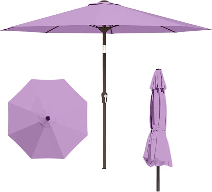 11FT Patio Umbrella, Outdoor Umbrella with with 8 Sturdy Fiberglass Ribs,Market Table Umbrella with Push Button Tilt and Crank,Suit for Backyard,Garden,Pool,Deck(Taro Purple)