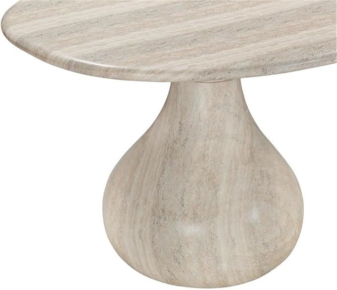 Pemberly Row Indoor/Outdoor Stone Pedestal Dining Table in Stone