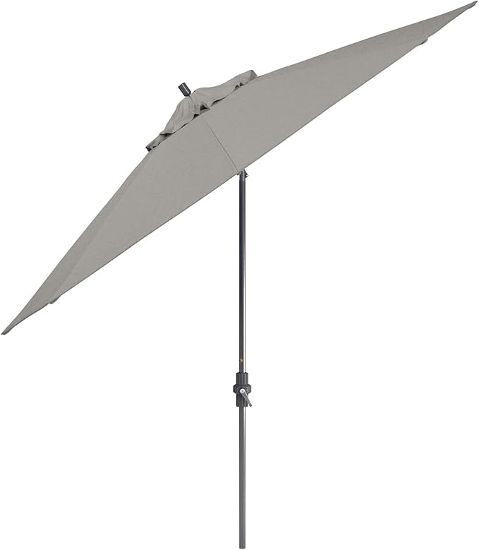 California Umbrella 11Ft Sunbrella Patio Umbrella, Fiberglass Ribs, Hand-Crank, Tilt-Collar, Gray Frame, Granite Fabric