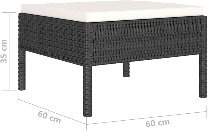 Patio Lounge Set with Cushions,Outdoor Patio Furniture,Outdoor Chat Conversation Set,Garden Furniture Sets,for Patio,Backyard,Garden,Outdoor,6 Piece Poly Rattan Black