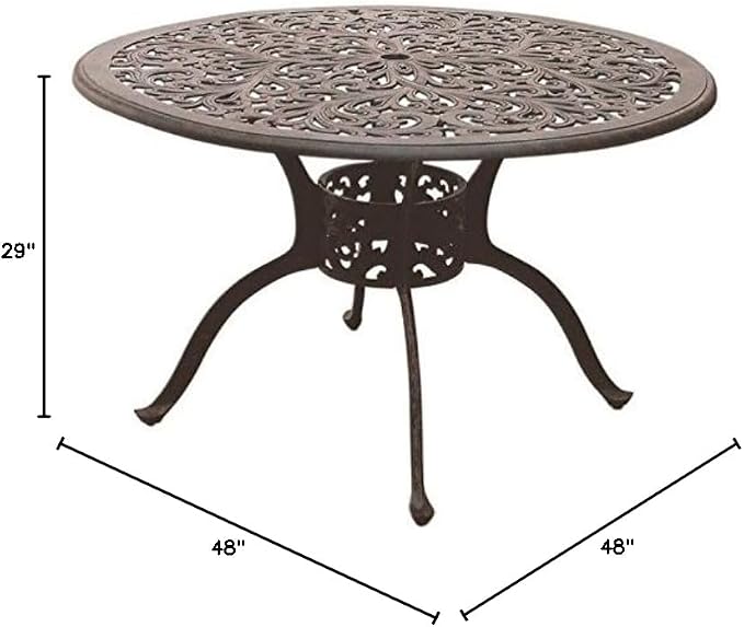 Darlee Series 80 48" Round Patio Dining Table in Antique Bronze