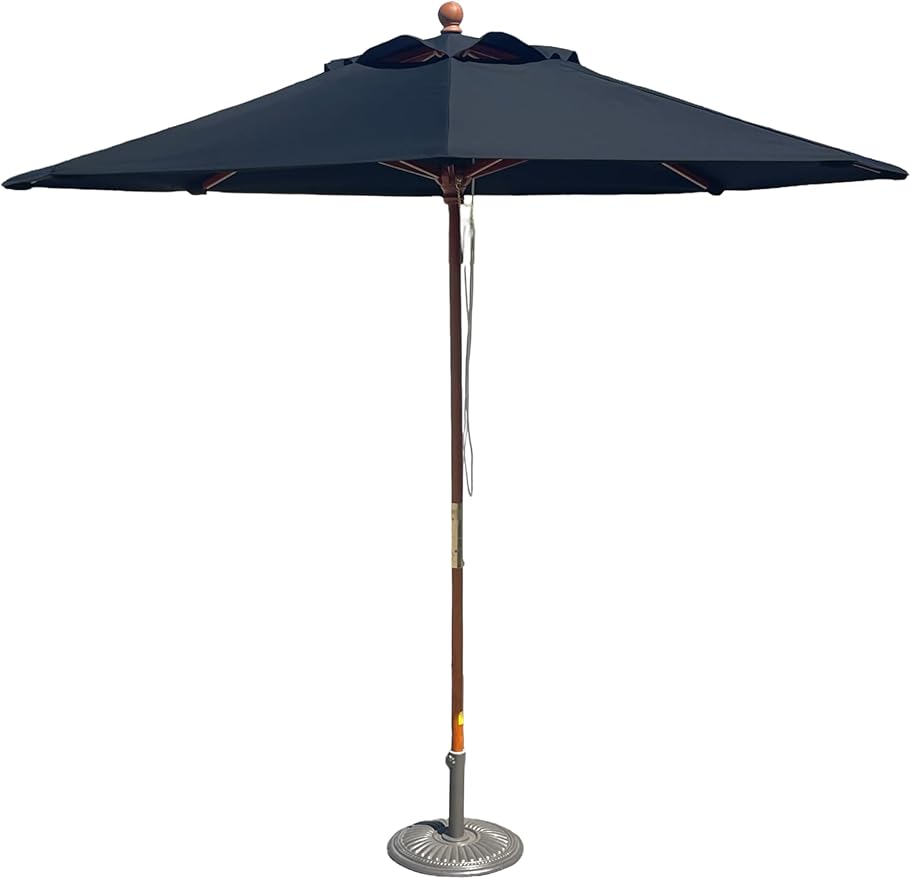 9' Octagonal Wooden Market Umbrella with Pulley System, Wood Frame, Maple Handle, Acrylic Canopy, UV Blocking, Patio Use
