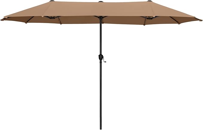 MFSTUDIO 13ft Outdoor Patio Umbrella, Double Sided Large Rectangular Umbrella Market Table Twin Triple Rectangle Umbrellas with Crank Handle for Outside Picnic Backyard Deck Pool (no base)