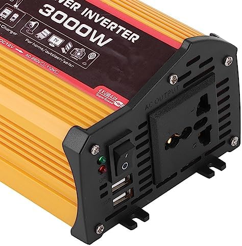 300W Car Power Inverter, 12V to 110V Inverter Converter Dual USB Car Charger Portable Auto Power Converter with Alligator Battery Clamp, for Supplies Power Phone Laptop on Camping Road Trips