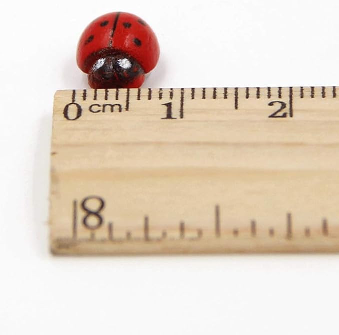 Shindel 100-Pack Wooden Ladybug Stickers, Self-Adhesive Realistic 3D Decor for DIY Crafts, Scrapbooks, Home Garden & Party Decoration