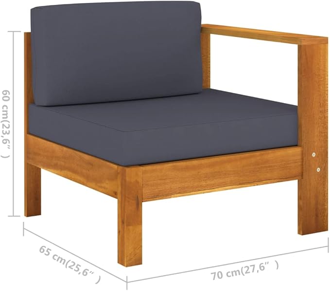 Patio Lounge Set with Dark Gray Cushions,Outdoor Patio Furniture,Outdoor Chat Conversation Set,for Patio,Backyard,Garden,Outdoor,5 Piece Acacia Wood