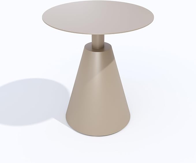 Accent Round Side Table Weather-Resistant Aluminum Structure, End Table for Living Room, Bedroom, Indoor & Outdoor Balcony Table (Color: Camel)