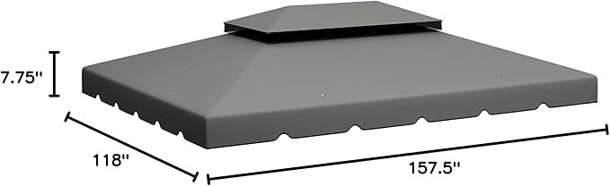 Outsunny 13' x 10' Gazebo Replacement Canopy, Gazebo Top Cover with Double Vented Roof for Outsunny 12.8' x 9.5' Frame for Garden Patio Outdoor (TOP ONLY), Light Gray