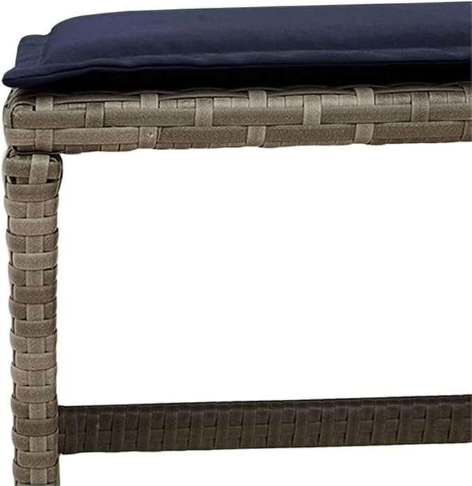 Afuera Living 15 Piece Poly Rattan Patio Dining Set, Gray and Oiled Acacia Wood, Removable Cushions, Weather-Resistant, Foldable and Stackable Chairs, Compact Outdoor Furniture for Garden, Patio,