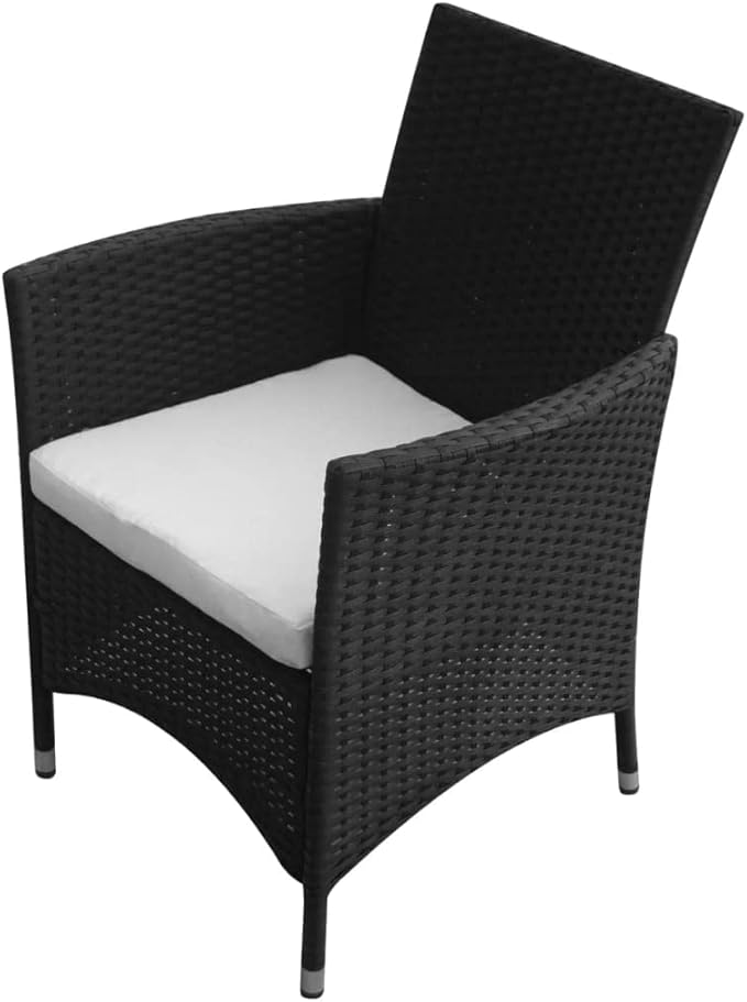 Patio Dining Set with Cushions,Patio Lounge Set,Outdoor Patio Furniture,Conversation Furniture,Patio Furniture Sets,for Terrace,Garden,Backyard,5 Piece Poly Rattan Black