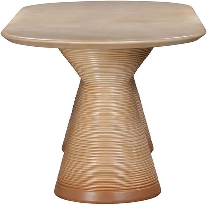 Pemberly Row Oval Stone Dining Table, Terracotta Finish, 86.8 in x 36.3 in x 30.5 in, Indoor/Outdoor Use, Concrete Construction, Seats 8, Midcentury Style Patio or Dining Room Table