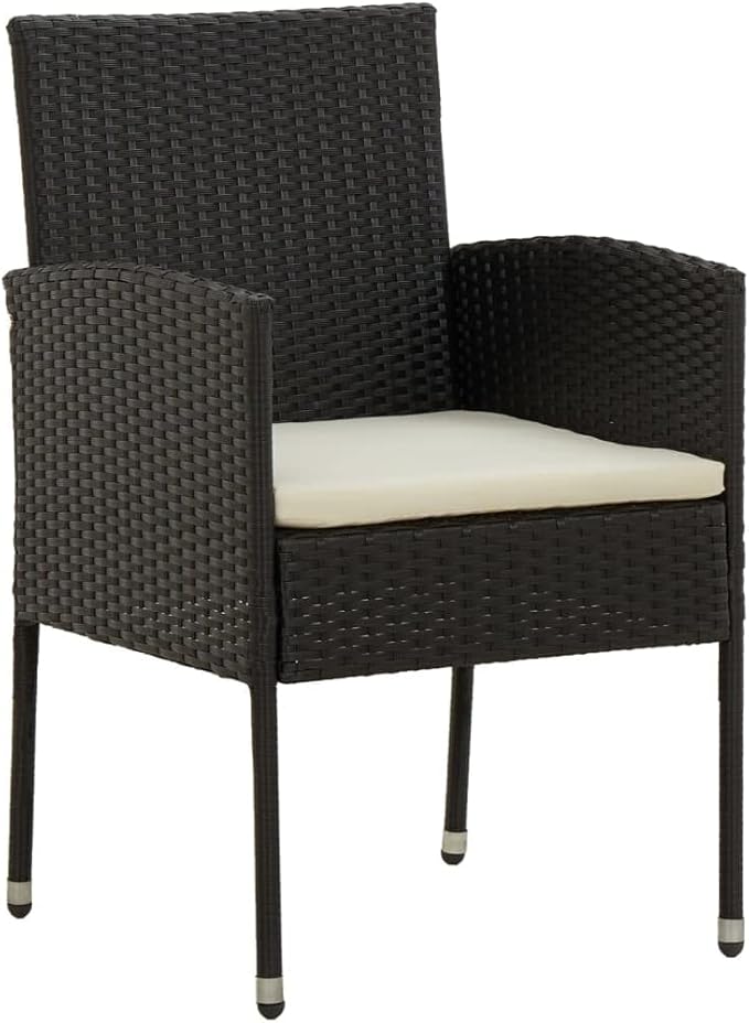 Backyard Furniture Patio Conversation Sets Outdoor Seating 5 Piece Patio Dining Set Poly Rattan Black Suitable for Swimming Pool, Courtyard, Garden