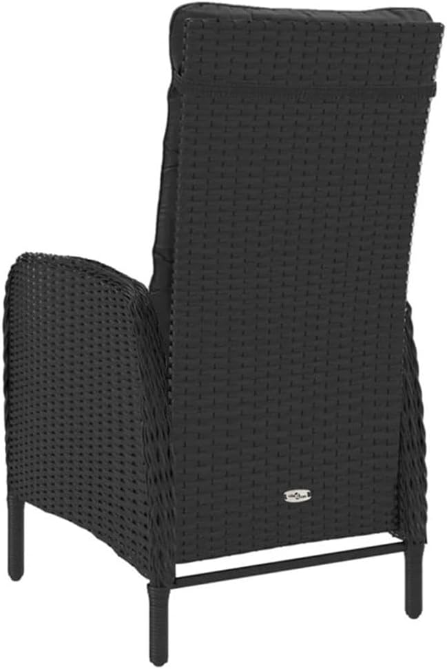 Afuera Living 3-Piece Patio Dining Set, Black Poly Rattan/Steel/Acacia Wood, Square Table with 2 Chairs, Weather-Resistant Cushions, Modern Style for Outdoor Patio, Garden, or Balcony Use