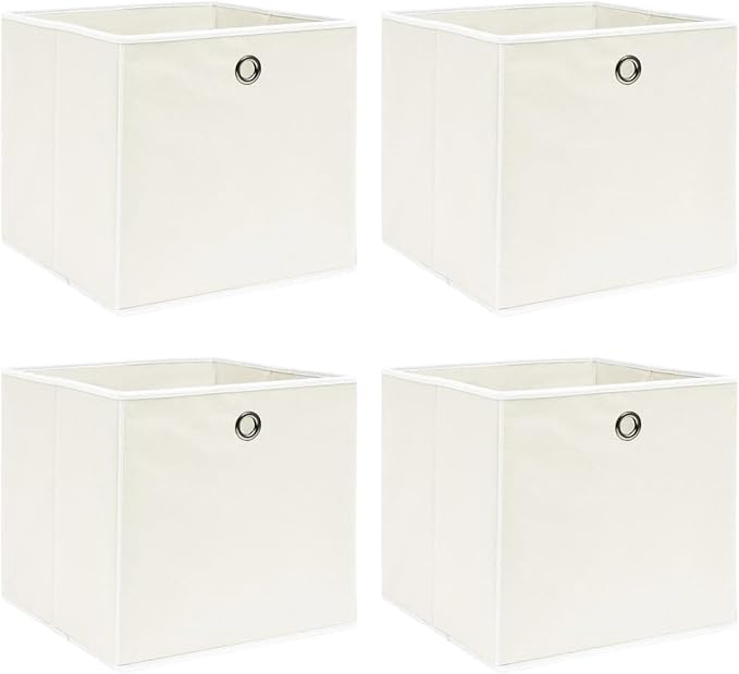 Homgoday 4 White Storage Boxes 32 x 32 x 32 cm Fabric, Furniture Chests and Chests for Outdoors, Garden Container, Garden Tool Holder, Outdoor Pouf, Outdoor Storage Box