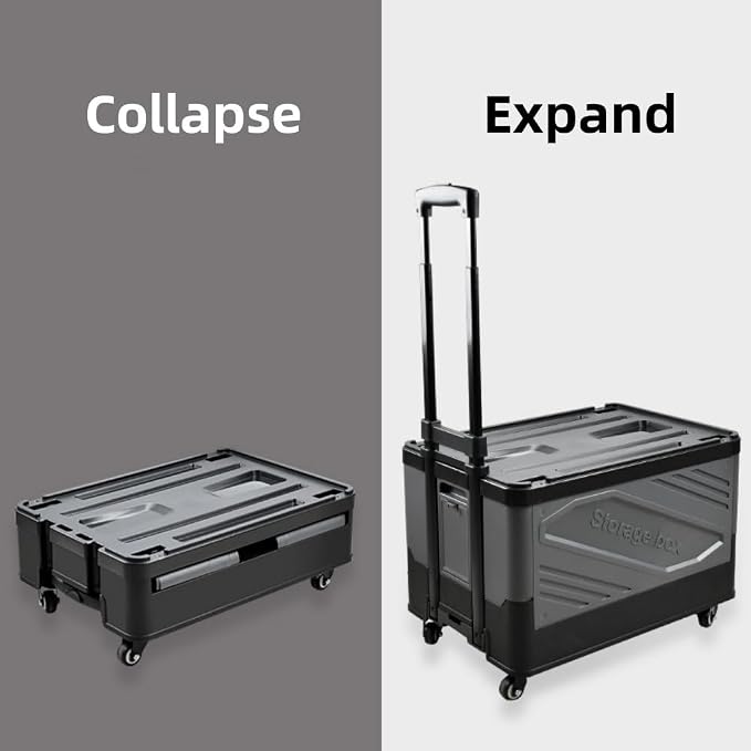 Versatile Outdoor Storage Bins with Lids, Deck Box, Folding Trolley, Shopping Cart and Camping Storage Box for Camping, Picnics and Shopping
