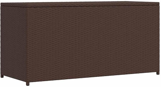 47"x24" Brown PE Rattan Deck Box w/Gas Lift, Modern Outdoor Storage Chest for Cushions & Blankets, Durable Patio Outside Bin for Yard, Balcony & Garden