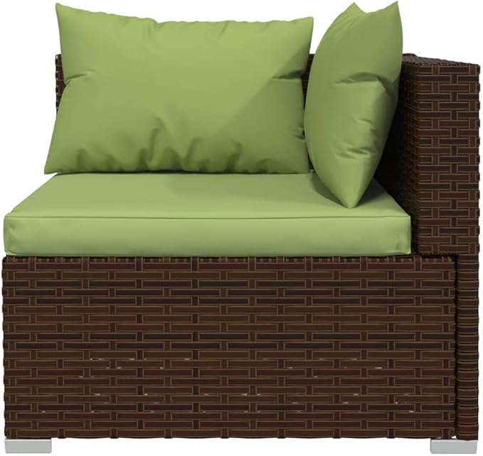 7 Piece Patio Lounge Set with Cushion, Outdoor Patio Sectional Furniture Conversation Sets Patio Lounge Set Piece Patio Set s Poly Rattan Brown