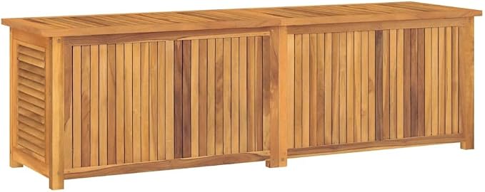 Rustic Teak Garden Storage Box, Solid Teak Wood Outdoor Deck Box for Patio Cushions and Gardening Tools, Rectangular Oiled Finish Storage Chest for Balcony, 68.9x68.9x21.7 in