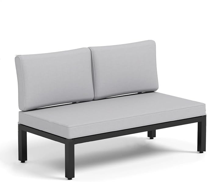 MFSTUDIO 2 Seat Patio Furniture Set,Outdoor Metal Frame Patio Sectional Sofa Conversation Set with Removable Cushion for Backyard,Garden