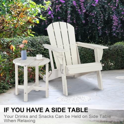 Zimtown Adirondack Side Table, 18 Inch Round HDPE Outdoor Side Table, Small Modern End Tables, Coffee Table for Outside, Patio, Backyard, Pool, Lawn, Beach, Waterproof & Portable