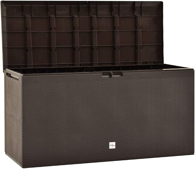 Deck Boxes Outdoor Waterproof, Large Patio Resin Storage Box Bench Indoor/Outdoor Container for Patio Cushions,Garden Storage Box Brown 44.9"x18.5"x23.6"